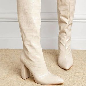 Crock embossed chunky heeled boots